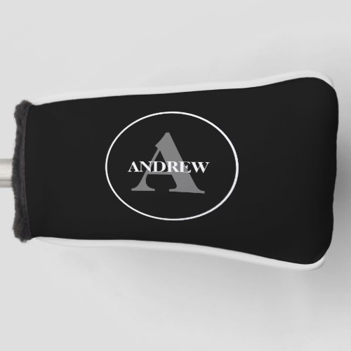 Simple black white Personalized monogram Golf Head Cover