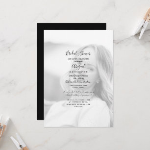 Simple Black & White Photo Bridal Shower Invitation
