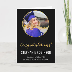 Simple Black White Photo Graduation Card