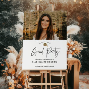 Simple Black White Photo Graduation Party Welcome Foam Board
