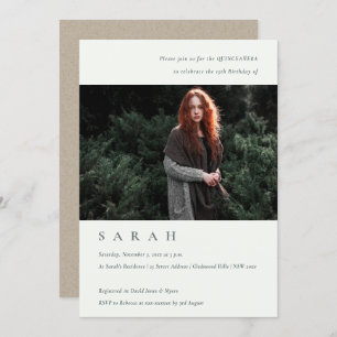 Simple Black White Photo Quinceañera  Invite