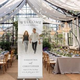 Simple Black & white Photo Wedding  Retractable Banner