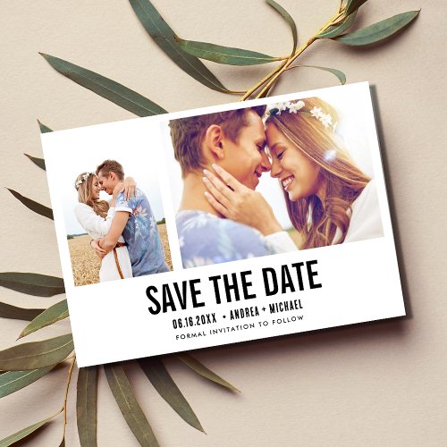 Simple Black White Photo Wedding Save The Date