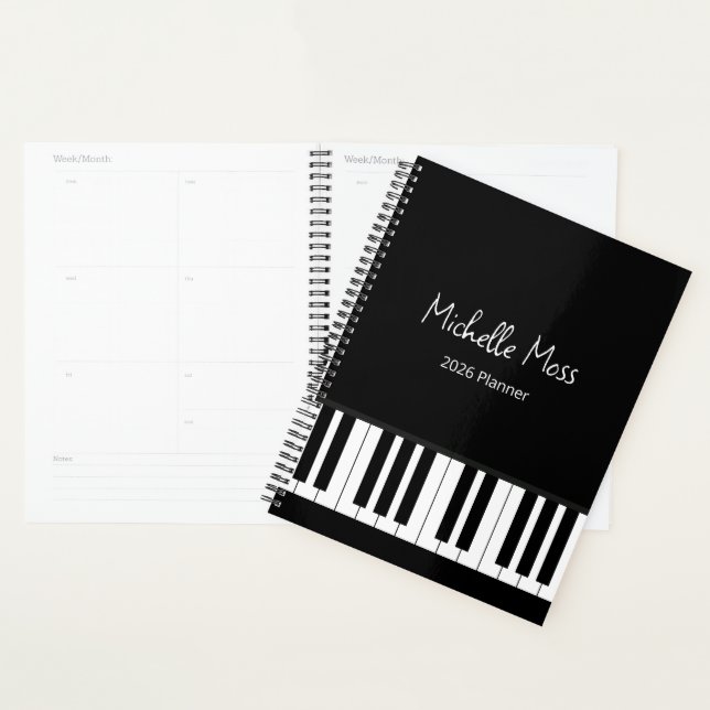 Simple Black White Piano Music Teacher  Planner (Display)