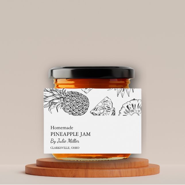 Simple Black & White Pineapple Jam Label (Creator Uploaded)