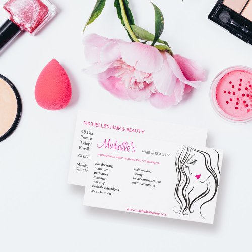  Simple Black White Pink Hair Styling Modern   Business Card