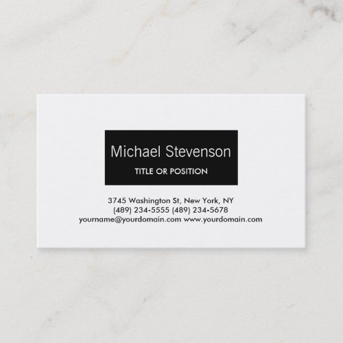 Simple Black White Plain Modern Business Card