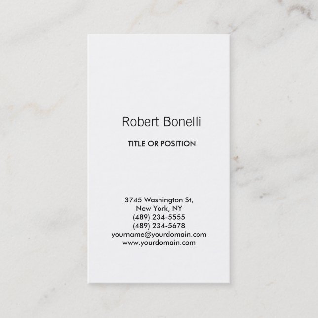 Simple Black White Plain Modern Business Card (Front)