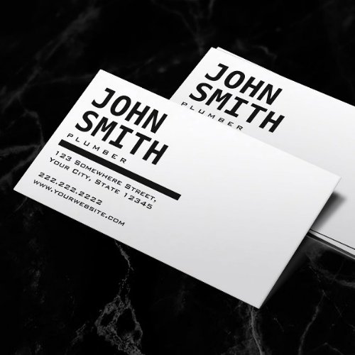 Simple Black  White Plumber Business Card