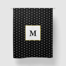 Simple Black & White Polka Dot Pattern & Monogram