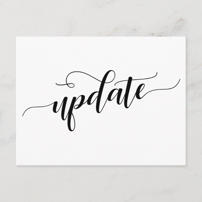 Simple Black White Postponed Wedding Update Notice Postcard (Front)