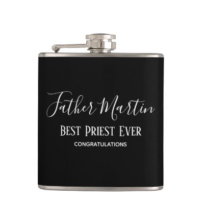 Simple Black White PRIEST PASTOR CLERGY Custom Flask