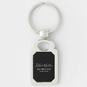 Simple Black White PRIEST PASTOR CLERGY Custom Keychain