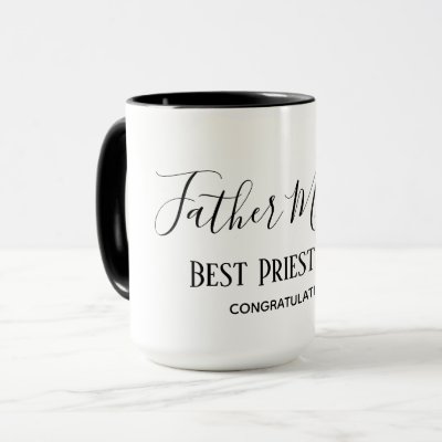 Simple Black White PRIEST PASTOR CLERGY Custom Mug