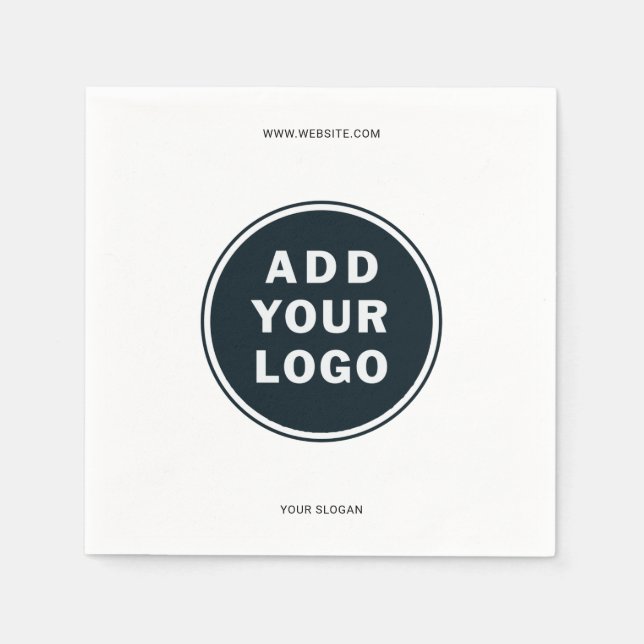 Simple Black White Promotional Logo Napkins (Front)