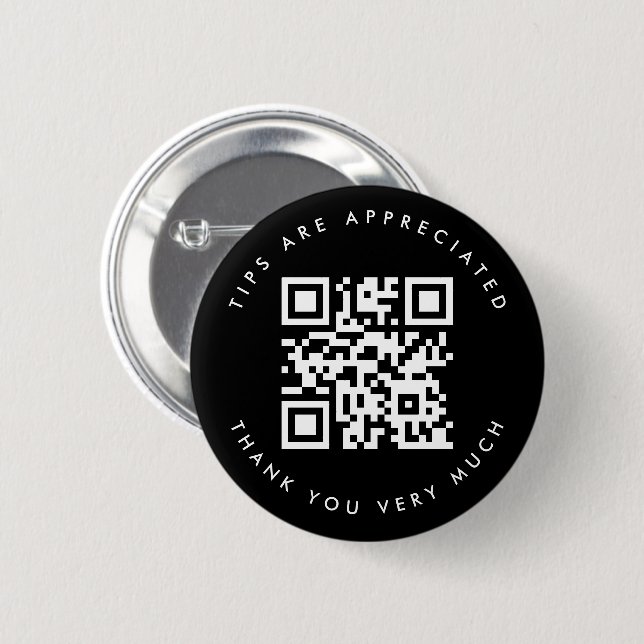 Simple Black & White QR Code Tip Button (Front & Back)
