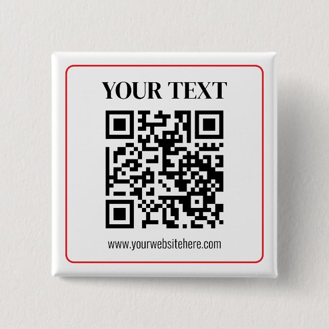 Simple Black & White QR code with Red Border Button (Front)