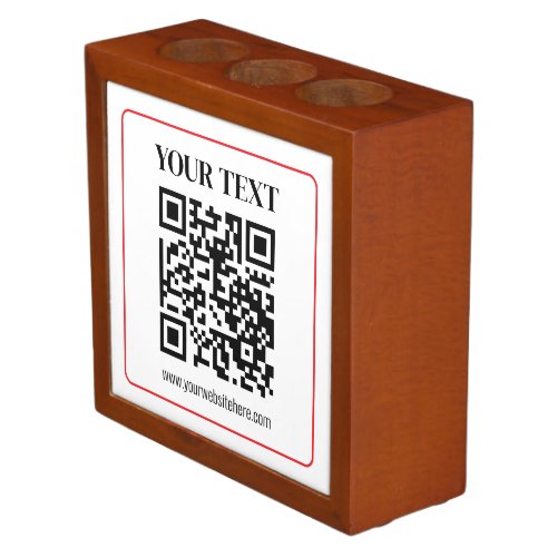 Simple Black & White QR code with Red Border Desk Organizer