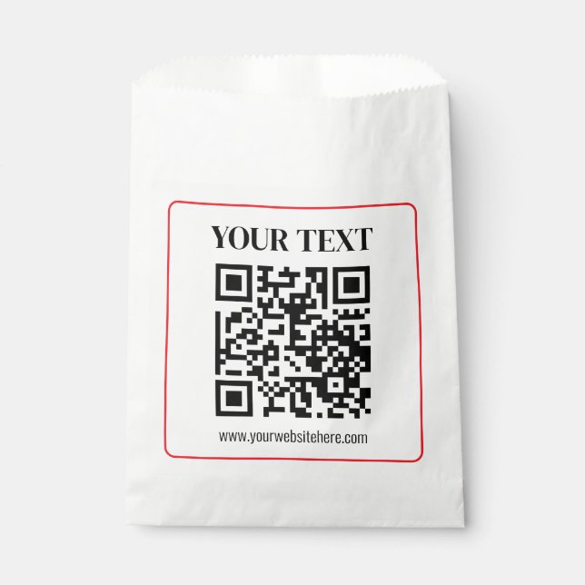 Simple Black & White QR code with Red Border Favor Bag (Front)