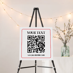 Simple Black & White QR code with Red Border Foam Board