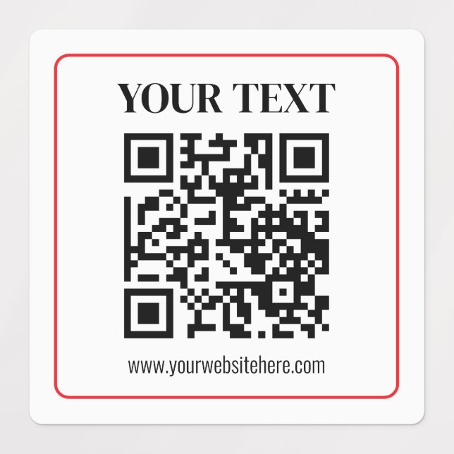Simple Black & White QR code with Red Border Labels (Design 1)