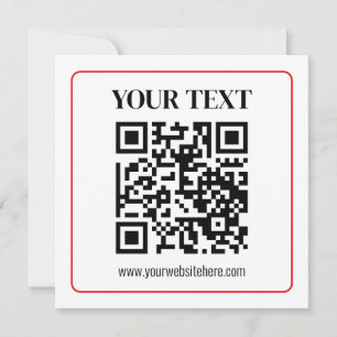 Simple Black & White QR code with Red Border Note Card