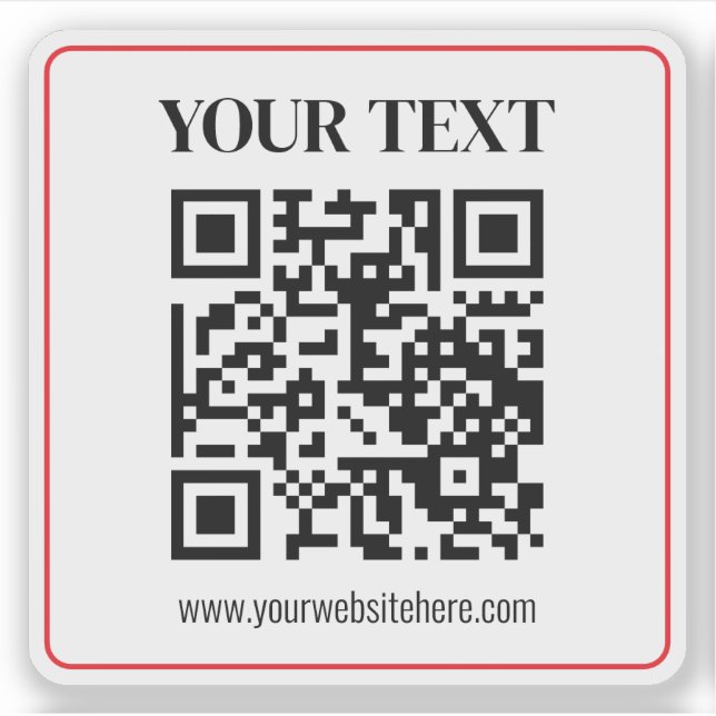 Simple Black & White QR code with Red Border Sticker (Front)