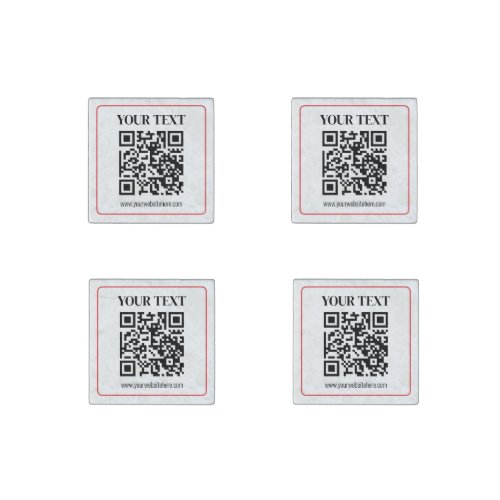 Simple Black & White QR code with Red Border Stone Magnet