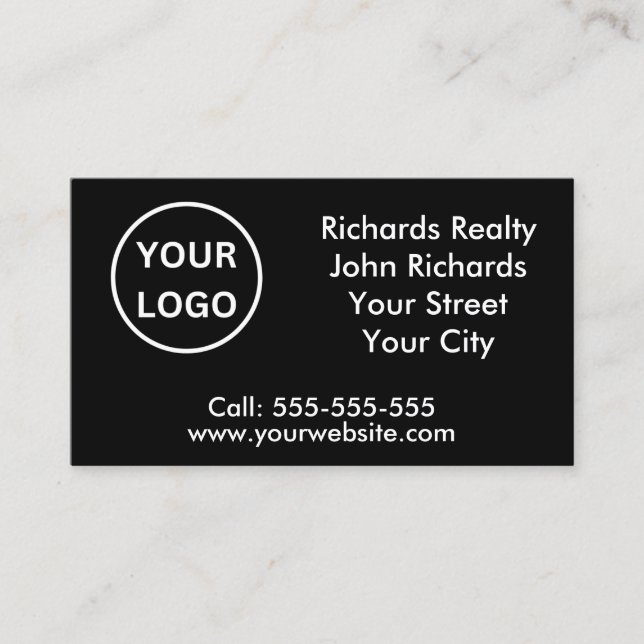 Simple Black & White Realtor Real Estate Agent Business Card (Front)