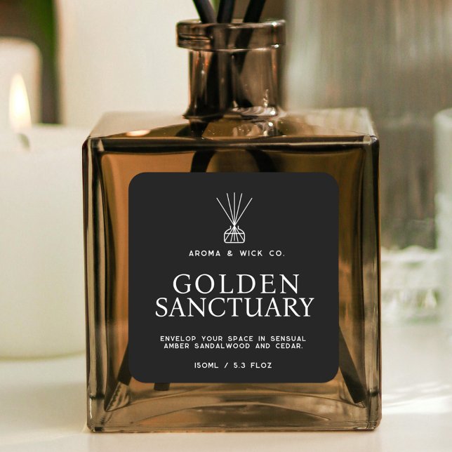 Simple black white reed diffuser label (Creator Uploaded)