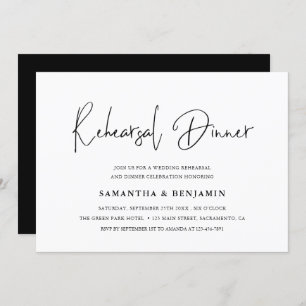 Simple Black & White Rehearsal Dinner Invitation