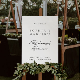 Simple Black & White Rehearsal Dinner Welcome Sign