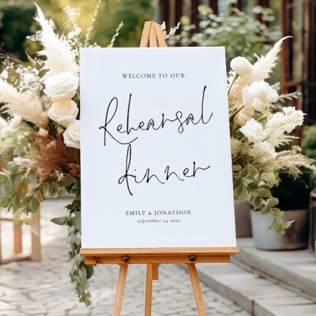 Simple Black White Rehearsal Dinner Welcome Sign (Creator Uploaded)