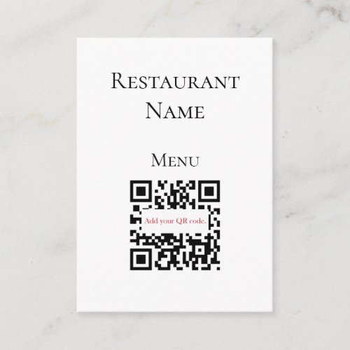 Simple Black White Restaurant QR Code Menu Cards