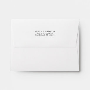Simple Black White Return Address Back Flap Envelope