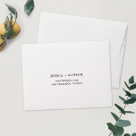 Simple Black White Return Address Wedding Mailing Envelope<br><div class="desc">These white pre-addressed RSVP return address envelopes are easy to customize with your details. We've made the address a standard black, but you can easily change the color to suit your style. In that case, you might see a color in the editing tools that you like, or if you have...</div>