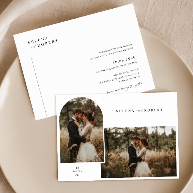 Simple Black & White Rustic Photo Wedding Invitation (Creator Uploaded)