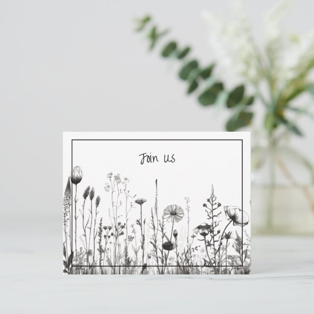 Simple Black & White Save the Date Holiday Postcard (Standing Front)