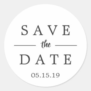 Simple Black & White Save the Date Wedding Classic Round Sticker