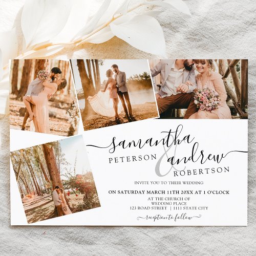 Simple black white script 5 photos budget wedding