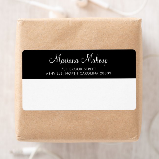 Simple Black White Script Business Return Address Label