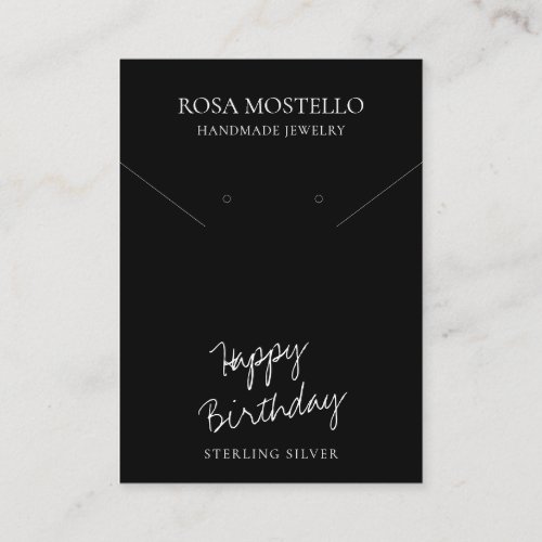 Simple Black White Script Happy Birthday Display Business Card