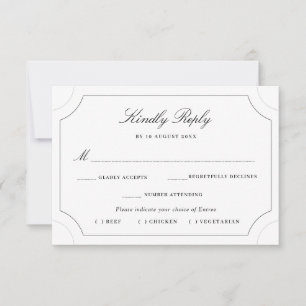 simple black & white script meal choice RSVP card