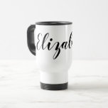 Simple Black White Script Name Coffee Travel Mug