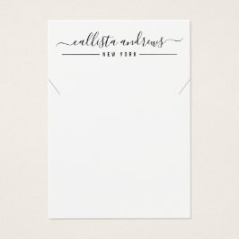 Simple Black White Script Necklace Display Card