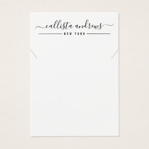 Simple Black White Script Necklace Display Card