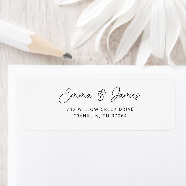 Simple Black & White Script Wedding Label (Insitu)