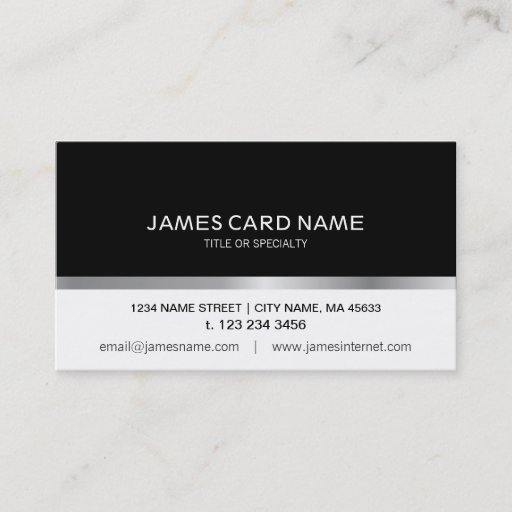 Customizable Simple Black/White Silver Line business card