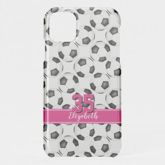 simple black white soccer ball pattern cute girly iPhone case
