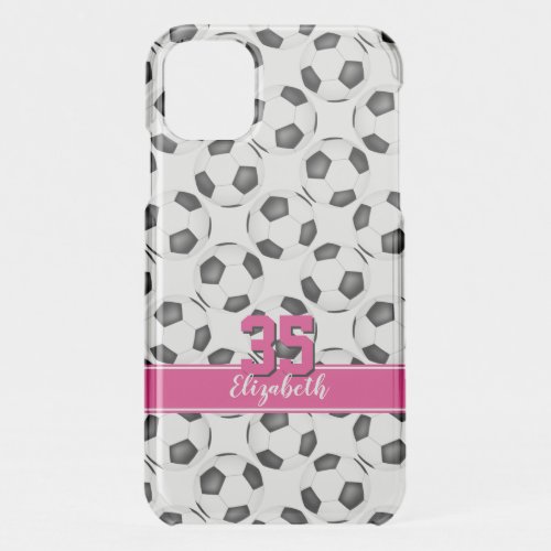 simple black white soccer ball pattern cute girly iPhone 11 case